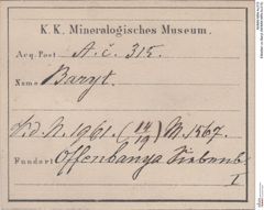 Etiketten zu Baryt (NHMW-MIN-Ac315)
